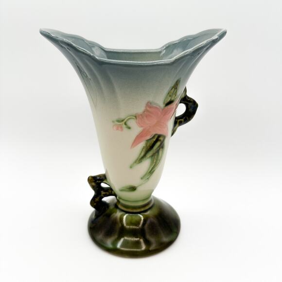 Hull Pottery Woodland Vase | Blue and Green Floral High Gloss ~8" | Vtg 1950s - Picture 13 of 13